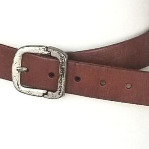 Men's Polo Genuine Leather Belt M 31" Brown Thrashed Buckle Size Medium